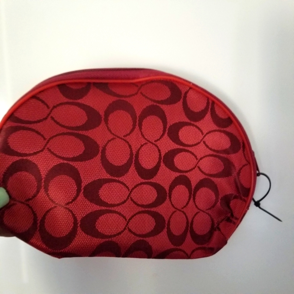 NWOT Red Letter C Monogram Cosmetics Bag Size 8x5.5